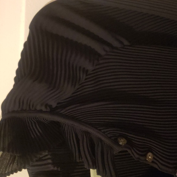 Navy Ruffled Women's Top - Picture 3 of 4